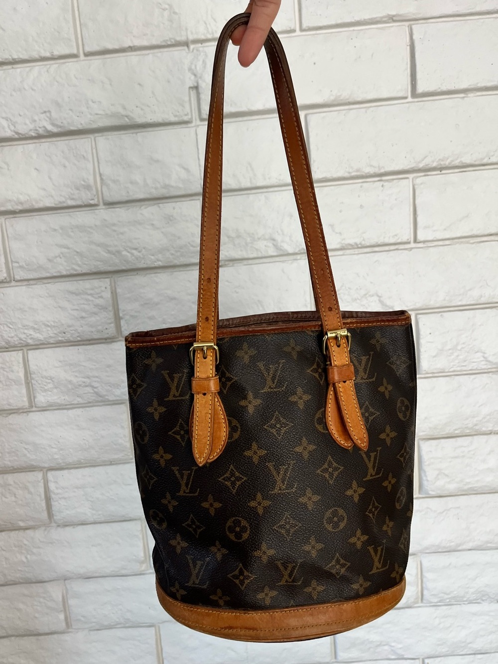 Louis Vuitton Monogram LV Bucket PM Double Handles Shoulder Bag Vintage